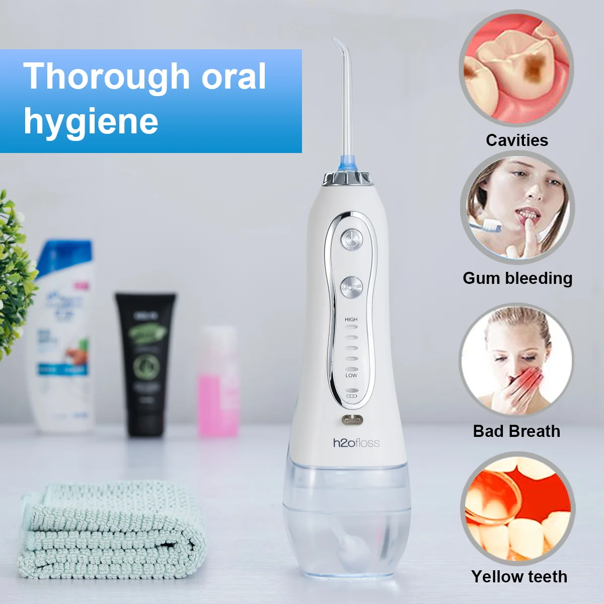  OEM Cordless Water Flosser with 30 Days Battery Life Premium oral irrigator for Teeth 5 Modes