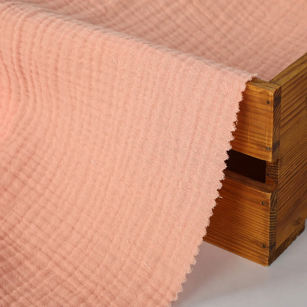 High quality breathable anti-bacterial double gauze crinkle muslin crushed italian crepe fabric supplier for clothing