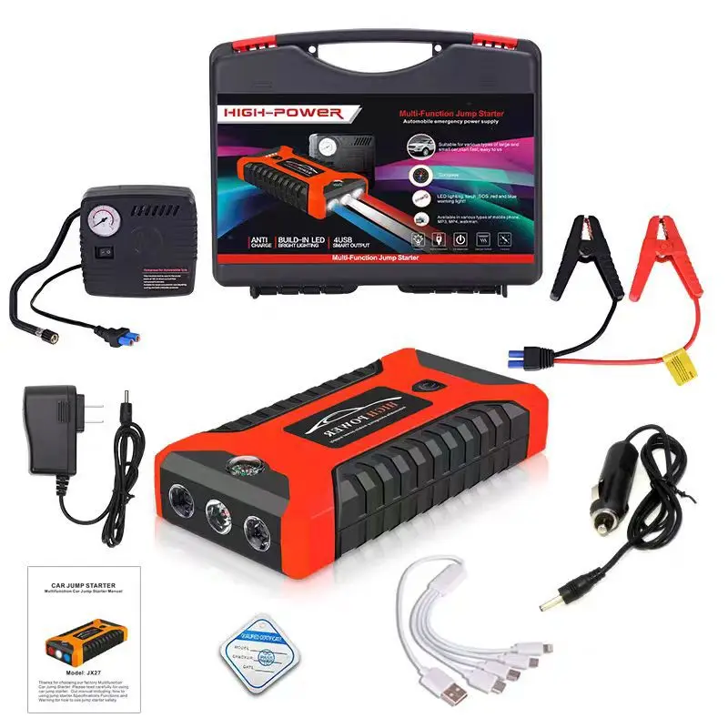 lithium battery booster jump starter with inflator 12v Car Jump Starter With Air Compressor