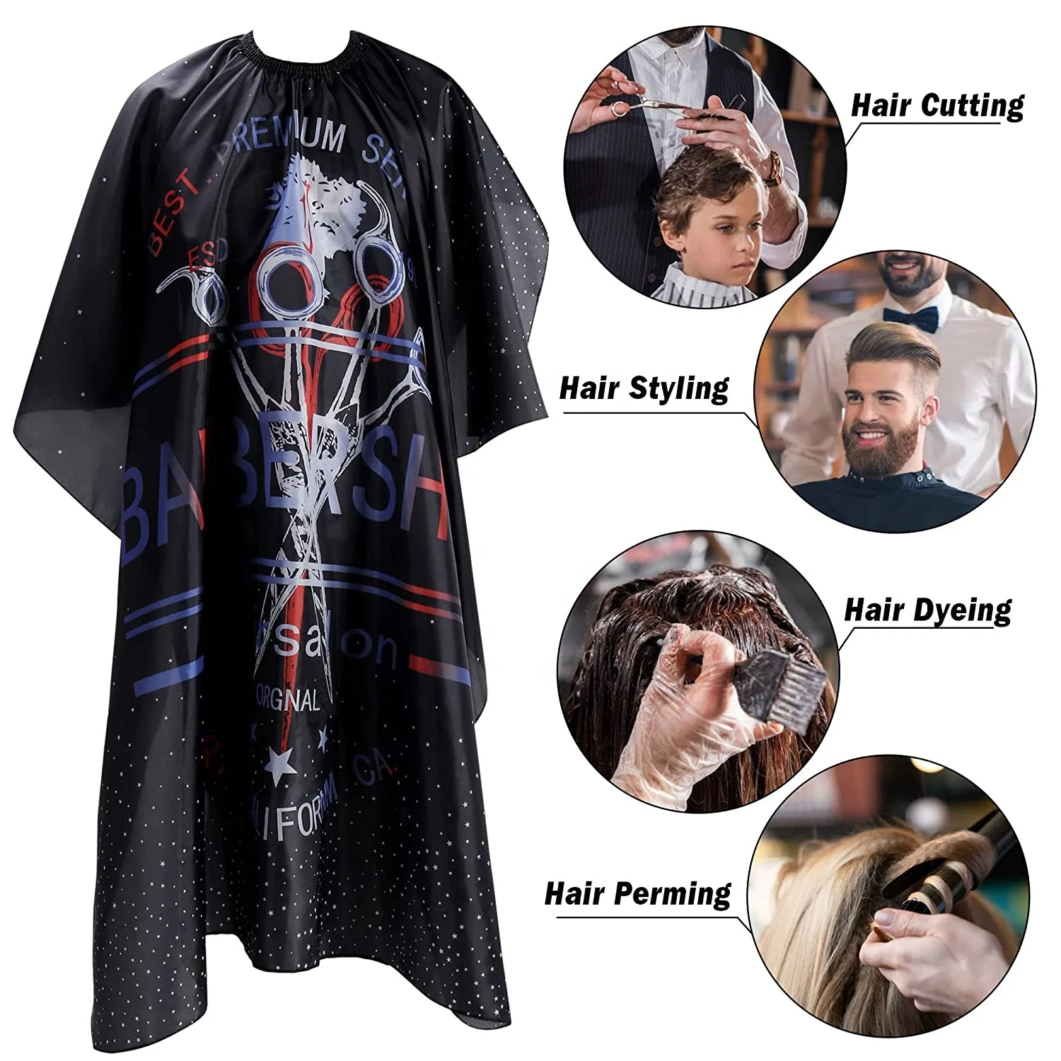 2022 New Sublimation Printing luxury brand 100% Polyester Machine Washable Barber Sports Cape for hair cutting