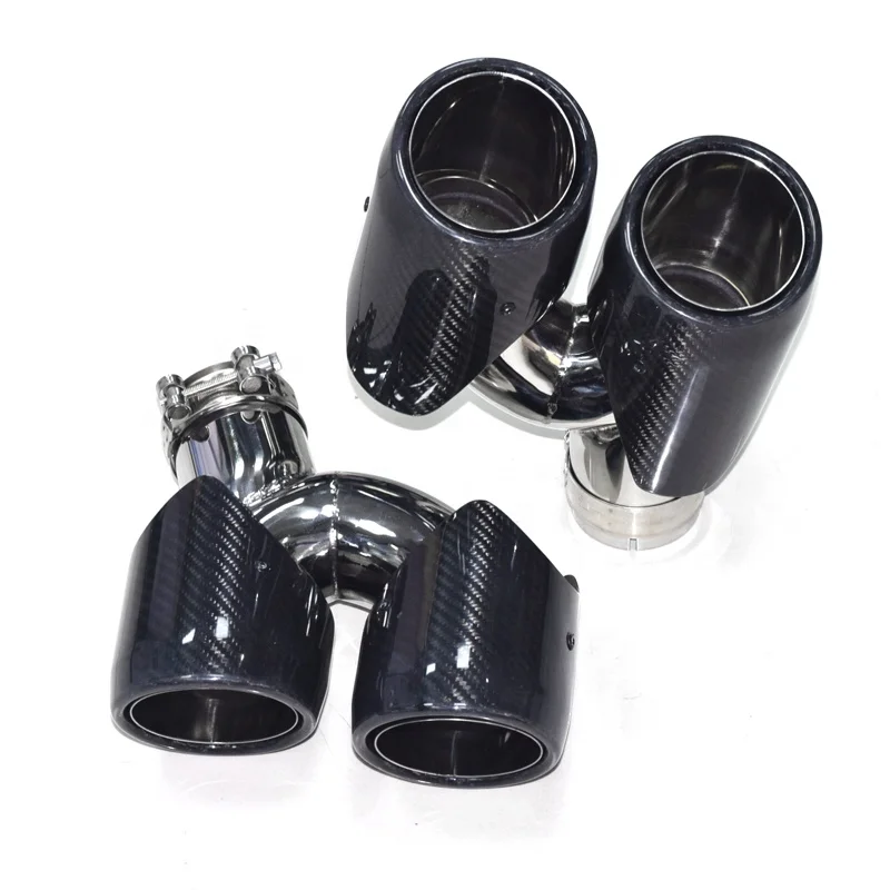 1 Pair Carbon Fiber Exhaust Tip For Porsche Macan 2019 2020 petrol Car Exhaust Pipe Silver Four Out Muffler Tip Nozzle