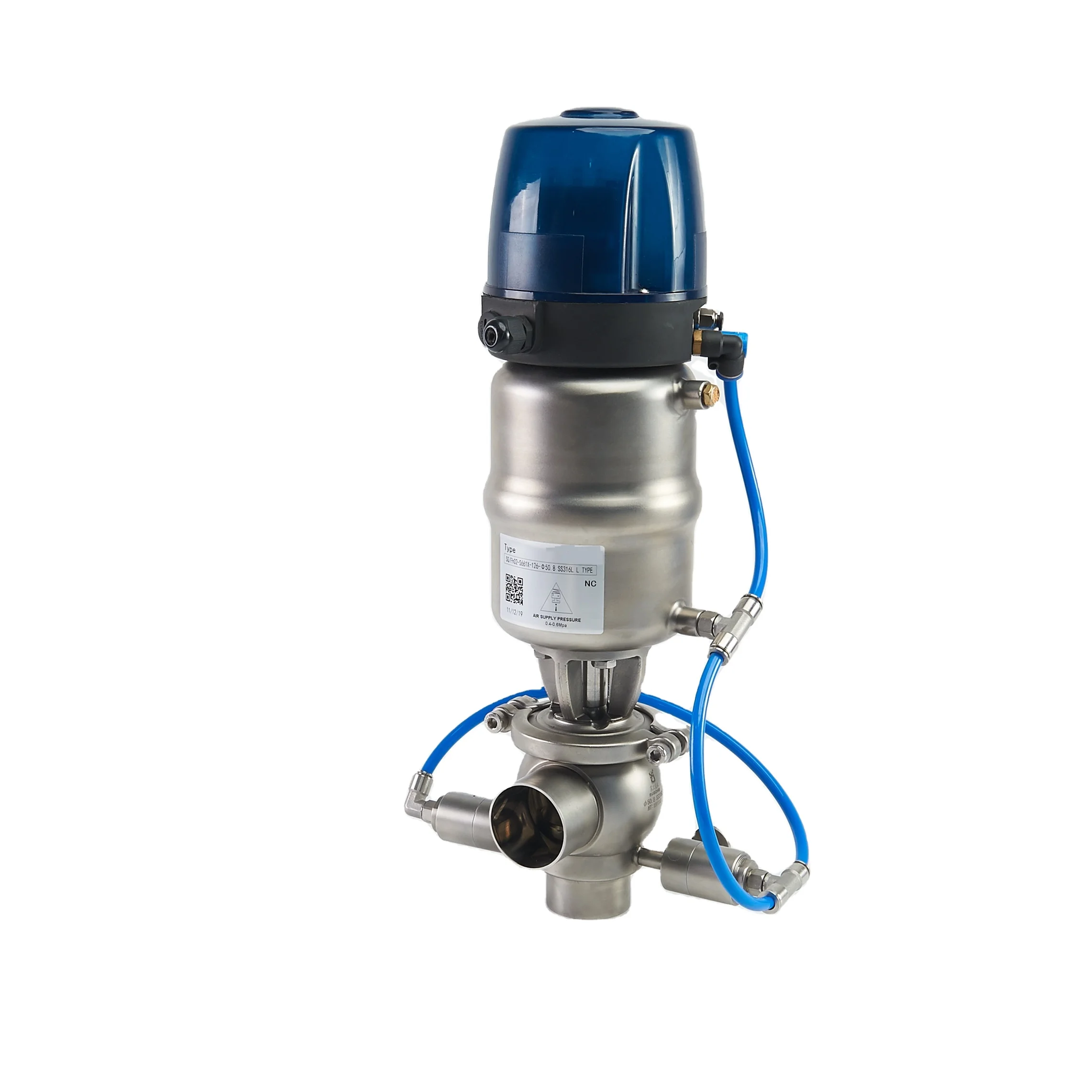 FH02 Sanitary Stainless Steel SS304 SS316L External Cleaning Four Ways Single Seat Double Seal Mix-proof Valve