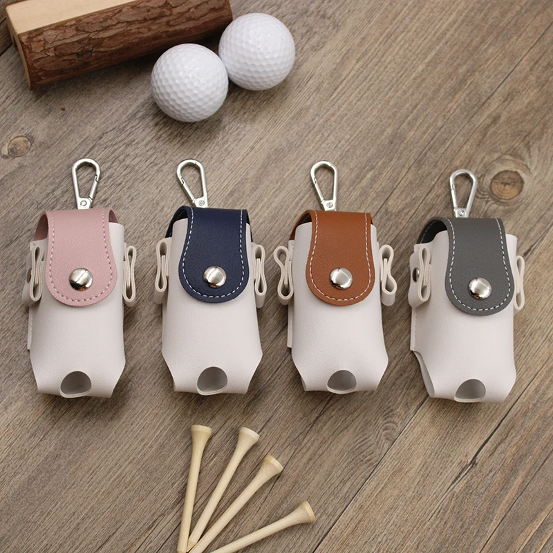 Travel Goll Ball Bags Pouch PU Leather Golf Ball Bag Accessories Outdoor Golf Ball and Tee Bag Gifts Holder Organizer