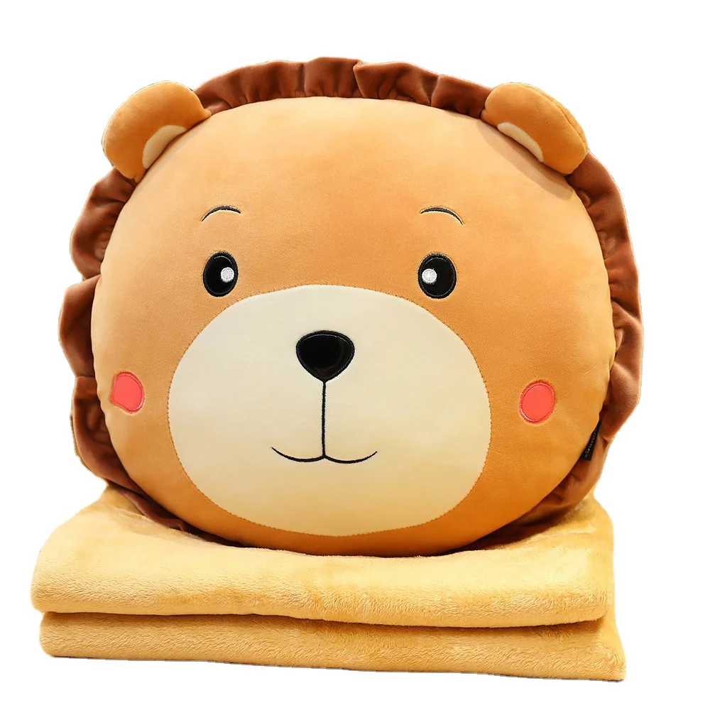 New Arrival Custom Cartoon Bunny Dolls Soft Stuffed Animals Bear Lion Plush Pillow With Blanket