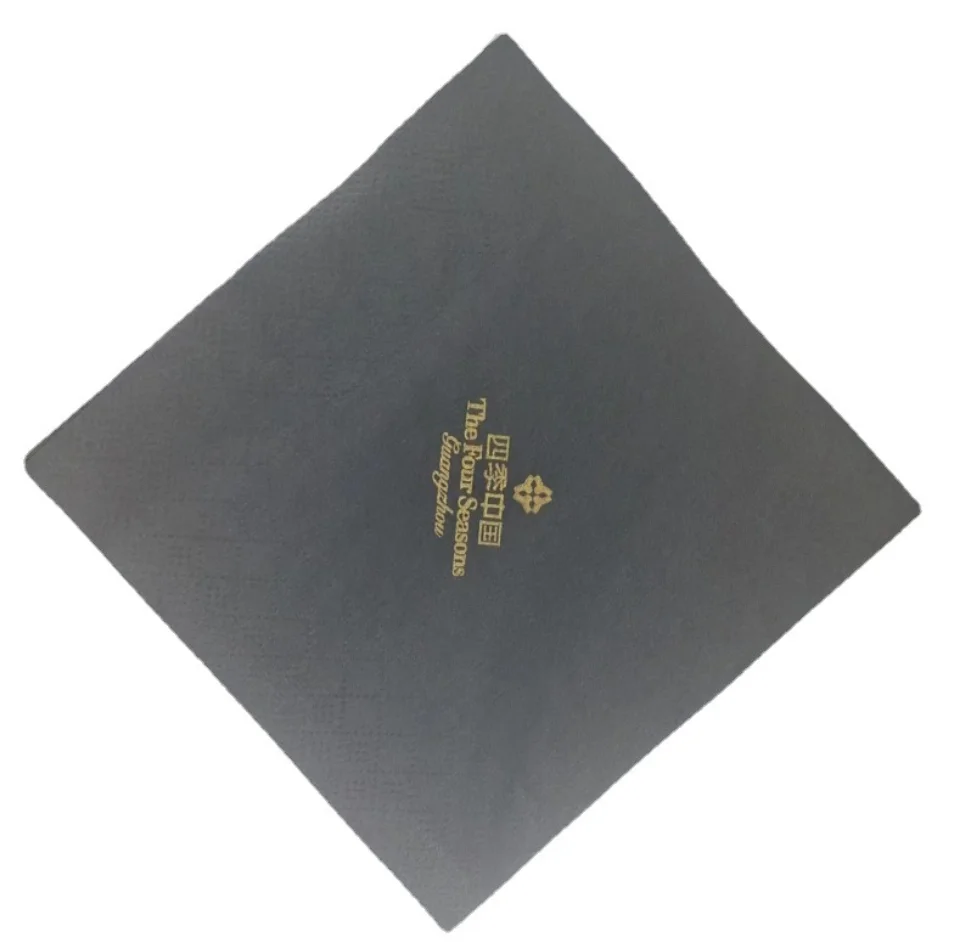 Black Luxury restaurant cheap custom Design printed logo napkin tissue paper with gold logo