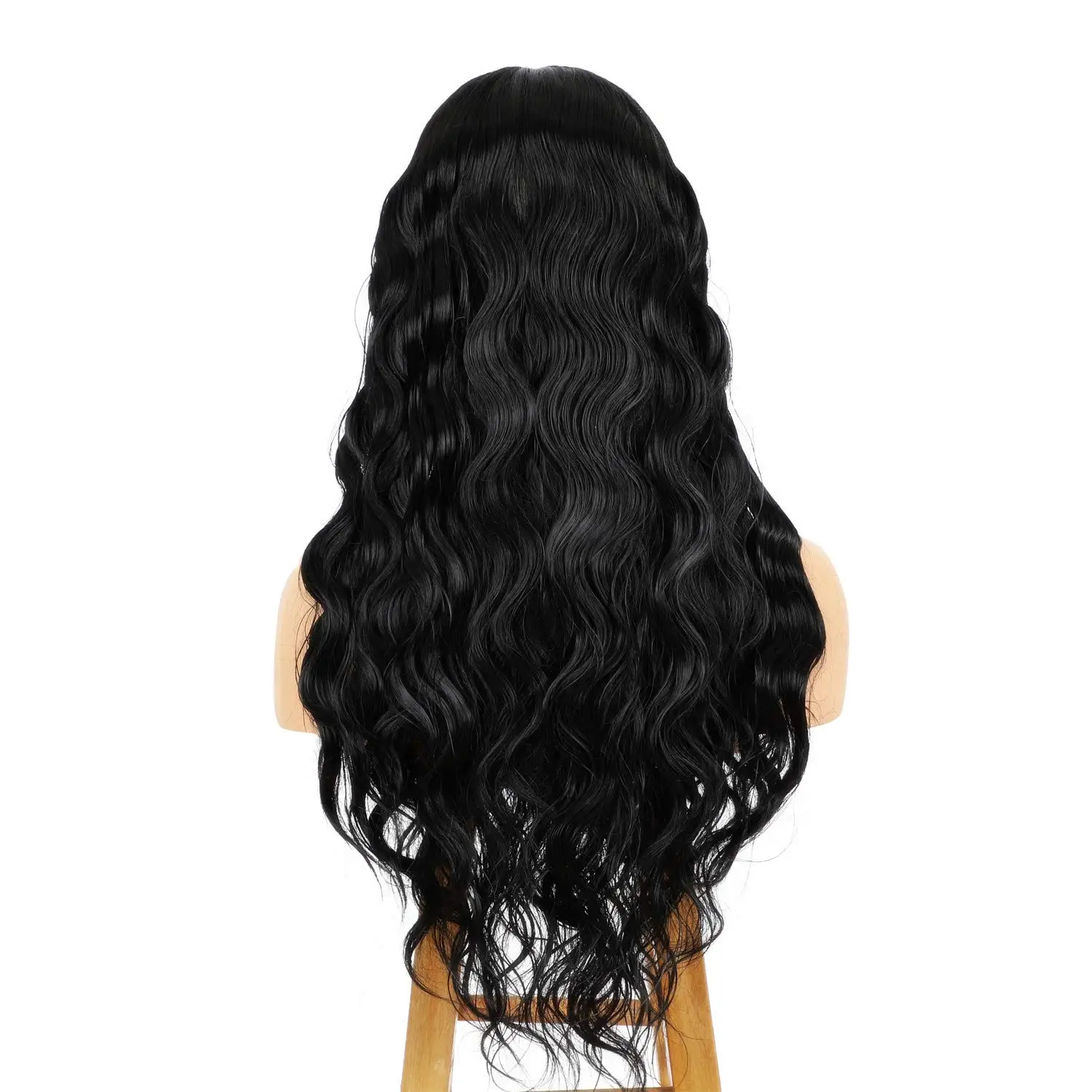 
13x6 Lace Front Black Wig, 22 Long Natural Wavy Synthetic Wig for Women, Pre Plucked with Natural Hairline and Baby Hair 