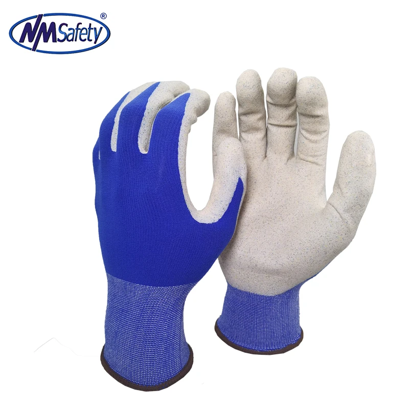 NMSAFETY 13g thin nylon liner 3/4 coated foam nitrile with dots on palm work gloves anti water and oil EN388 2016 4121X