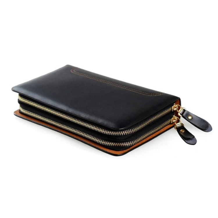 
Men Business Genuine Leather Clutch Bag Men Custom Logo Leather Wallet 