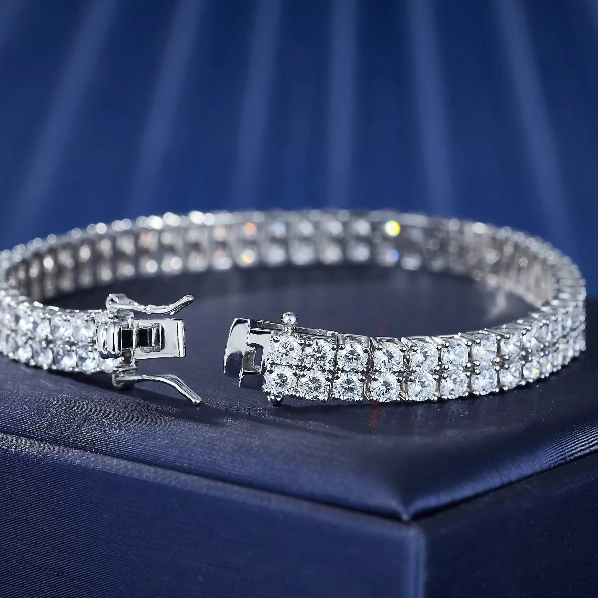 Customised 2-Row Bracelets Women 3mm 3A Cubic Zirconia Paved Non Tarnish Tennis Zircon Copper Accessories Bracelet