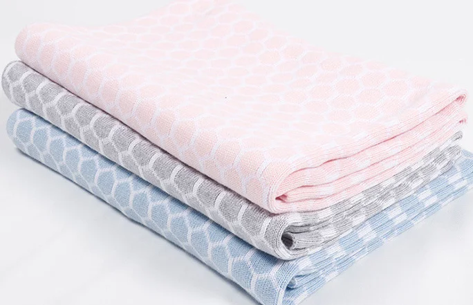 Nice price soft cotton baby  pure cotton knitted blankets knit baby for baby