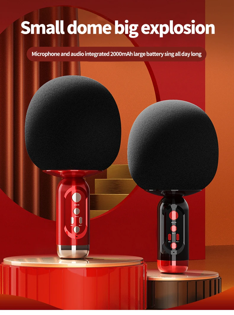 OEM Wireless BT Karaoke Microphone Magic Voice Karaoke Microphone with Speaker Karaoke Microphones for Camping Home Party