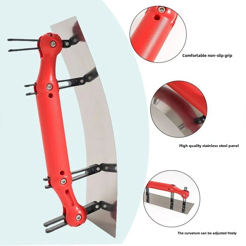 Adjustable Stainless Steel Arc Trowel Scraper Industrial Grade Putty Paint Tool with Squared Features Artifact Arc Scraper
