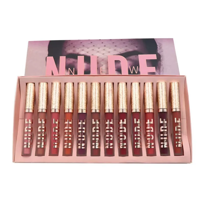 Factory wholesale cosmetics 12 colors nude multicolor matte lipstick set