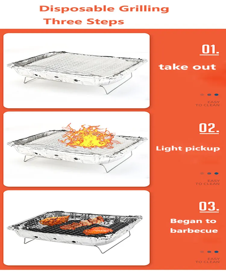 New China Market Carbonized Grilling Smoke Burn Disposable Grill