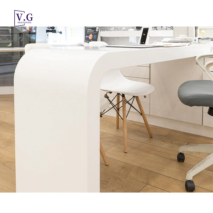 Customized Corian working table for glass shop jewelry work table solid surface work station table