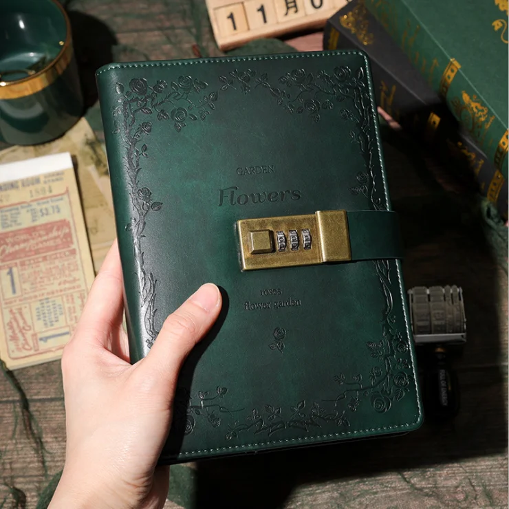 Customized Password Lock Notebook Creative Stationery Pu Notepad Student Imitation Leather Book Boxed A6 Note Book Diary