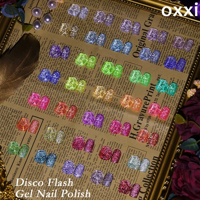 Oxxi 36 цветов бесплатный образец глобальная Мода блестящий Гель-лак для диско блеск под вспышкой товары ногтей УФ-гель