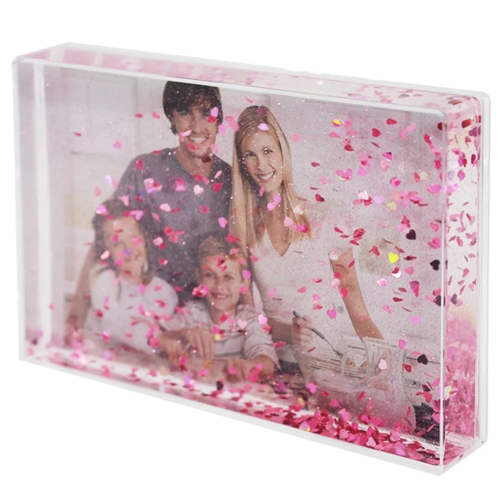 Rectangular 4x6 Wholesale Diy  Funny Pink Red Heart Shape Glitter Shiny Photo Frame