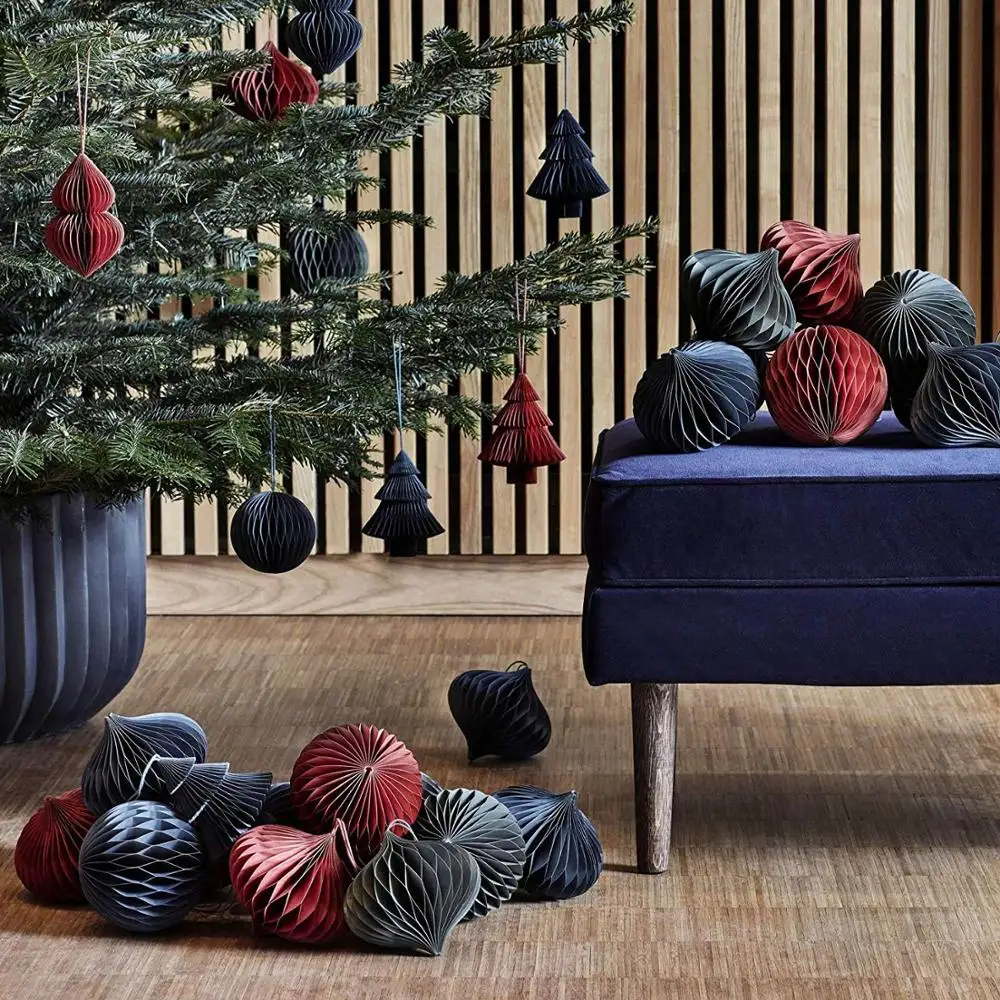 christmas ornaments window display props Christmas Mix Paper, 4 Piece Foldable Pendant Set decorations for home