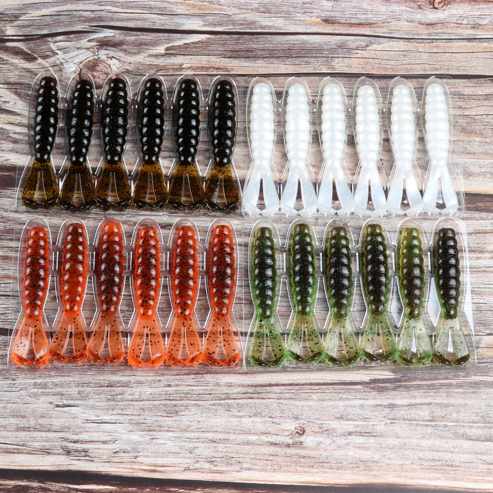 7cm 3g 6pcs/bag Soft Fishing Lure Twin Tail Salted Tpr Floating 10x Plastic Worm Bait Silicone Wobbler Leurre Souple fish lure