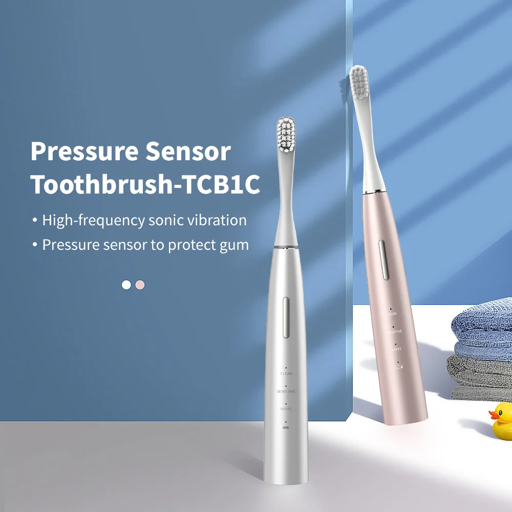 Перезаряжаемая ультразвуковая зубная щетка с датчиком давления