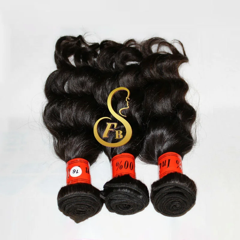 FBS 12A High Quality Silky Indian Virgin Hair Unprocessed Raw Cuticle Aligned 100% Human in Loose Wave Bundle