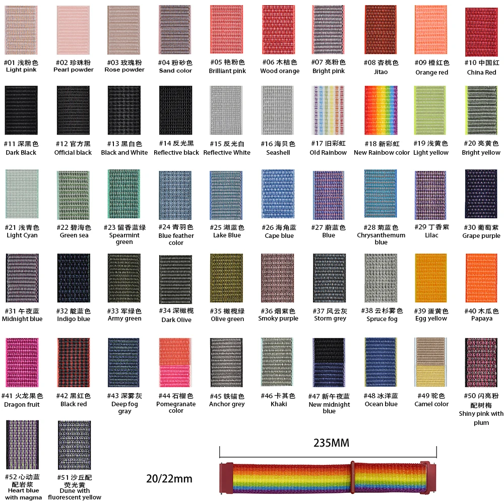 RYB  Hot selling 20mm 22mm classic Watch Band for Samsung galaxy watch 3 S4 41mm 45mm Sport nylon Strap  for HuaWei