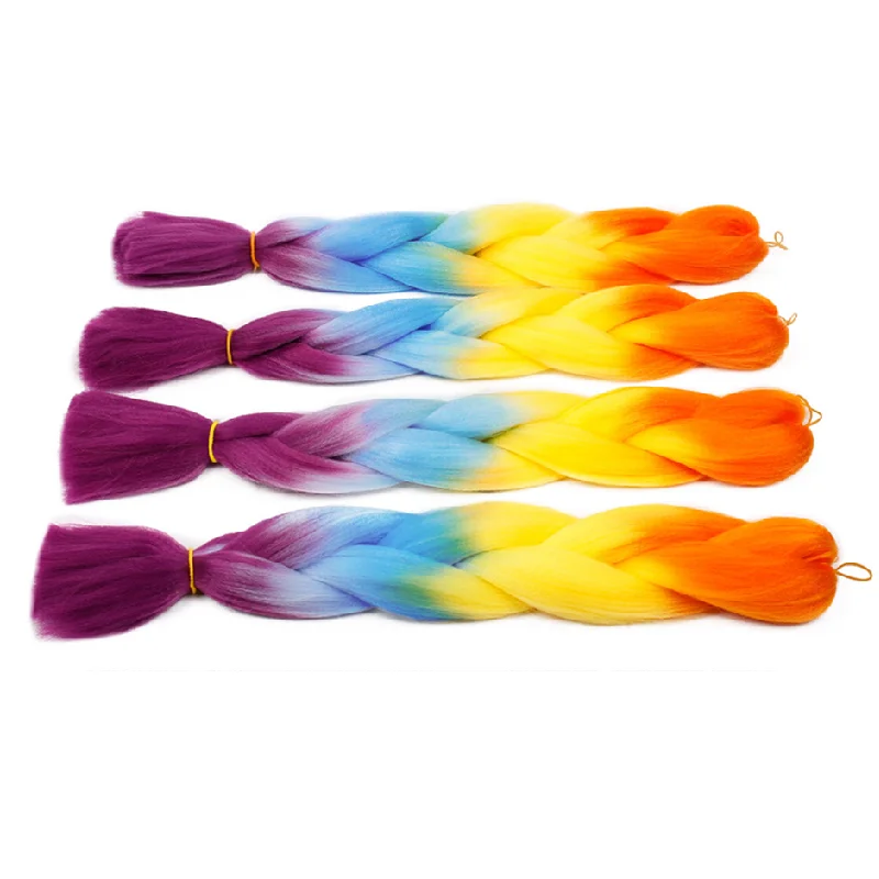 
125cm 4 tone color Yaki High Temperature Synthetic Dropshipping Extensions Fiber For 24inch Ombre Jumbo Braid Hair Bundles 