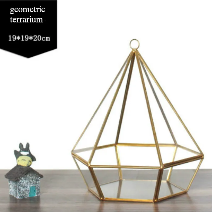 Пользовательский мини-размер или большой размер геометрический прозрачный медный стеклянный террариум