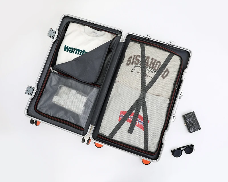 2024 new aluminum frame cabin crew luggage travel suitcase fashion strong boarding luggage Suitcase Set Trolley Case female