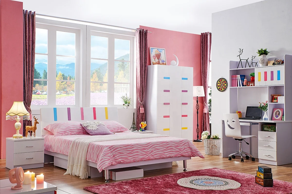 Современная мебель, дизайнерская кровать, мебель для детской комнаты, розовая мебель для девочек, односпальная кровать