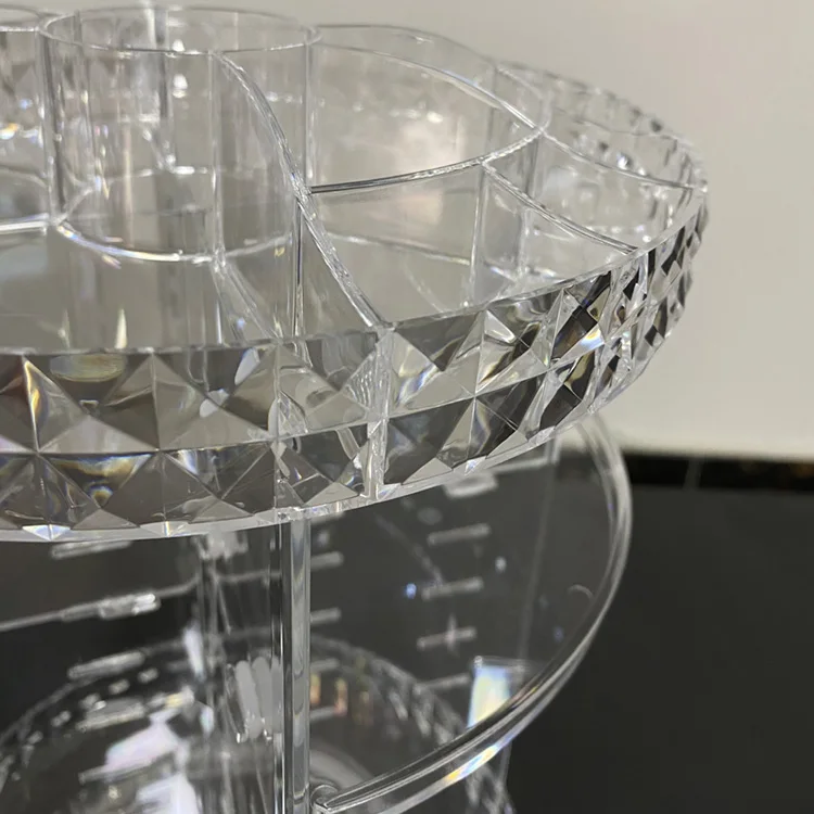 Diamond Design 360  Rotatable Transparent Adjustable Multifunctional Large Capacity Cosmetic Acrylic Storage Box