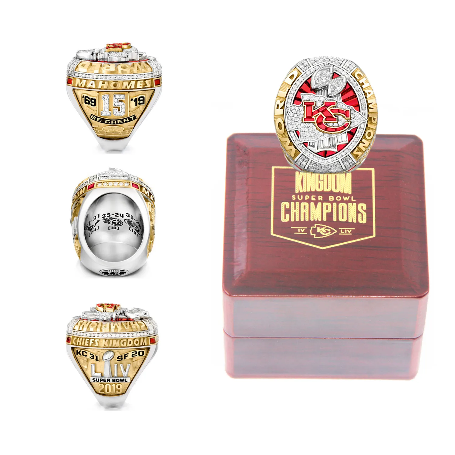 Linghu Custom 54th Super Bowl кольца для футбола в подарочной коробке 2019-2020 НФЛ команды Канзас-Сити кольцо для чемпионата кельсе мейдомов