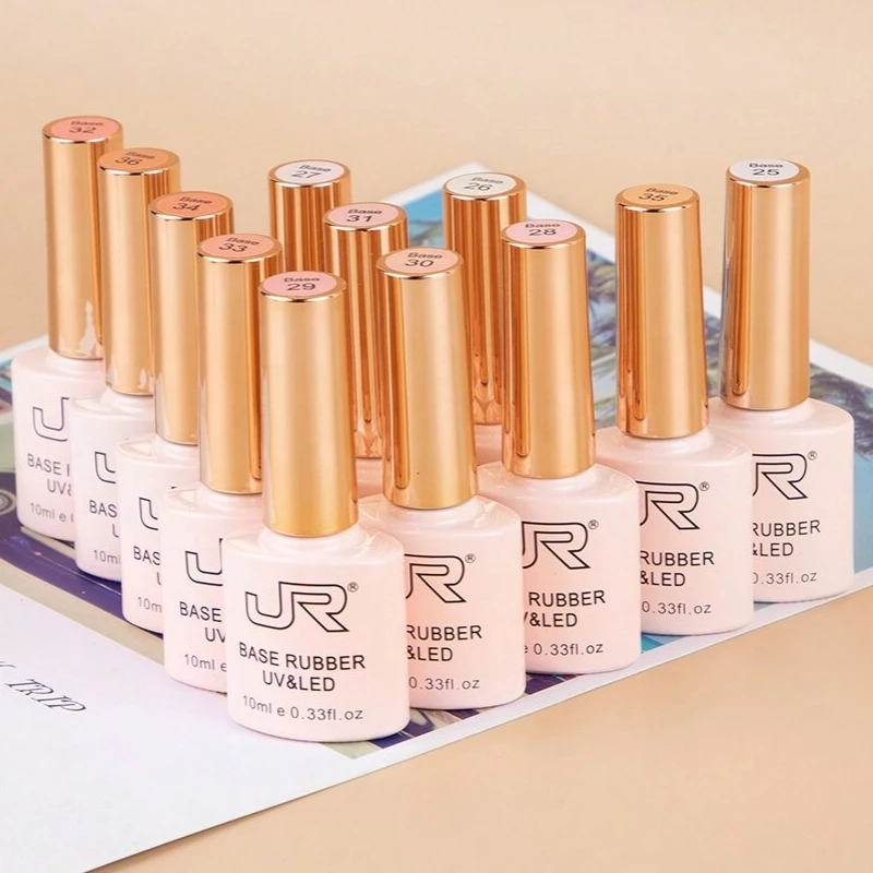 2024 new arrive 36colors 15ml rubber Base coat JR brand colorful glass bottle quality accept customized rubber base coat uv gel