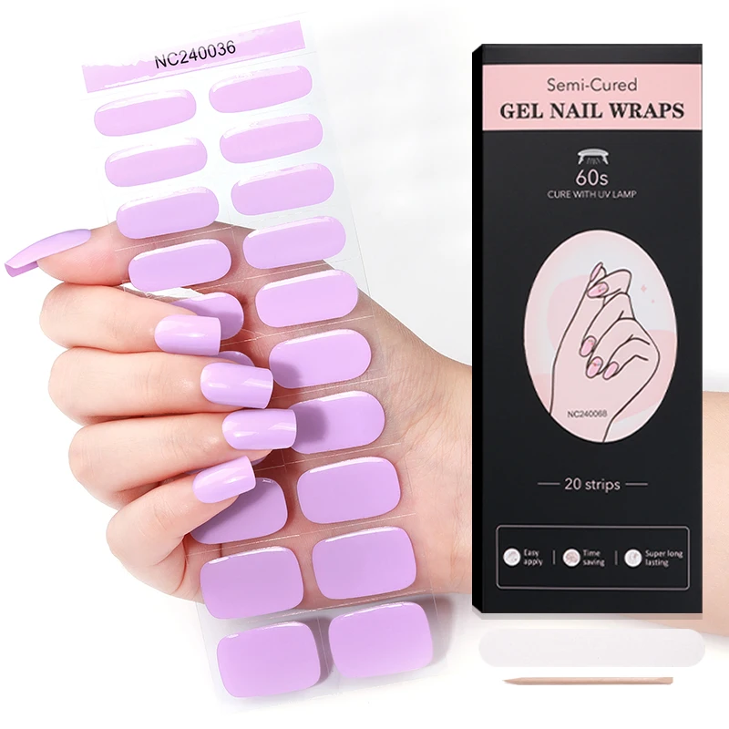Gold nail supplier china factory top sale plain pure color Home Salon DIY Nail gel strips sticker cure with UV lamp