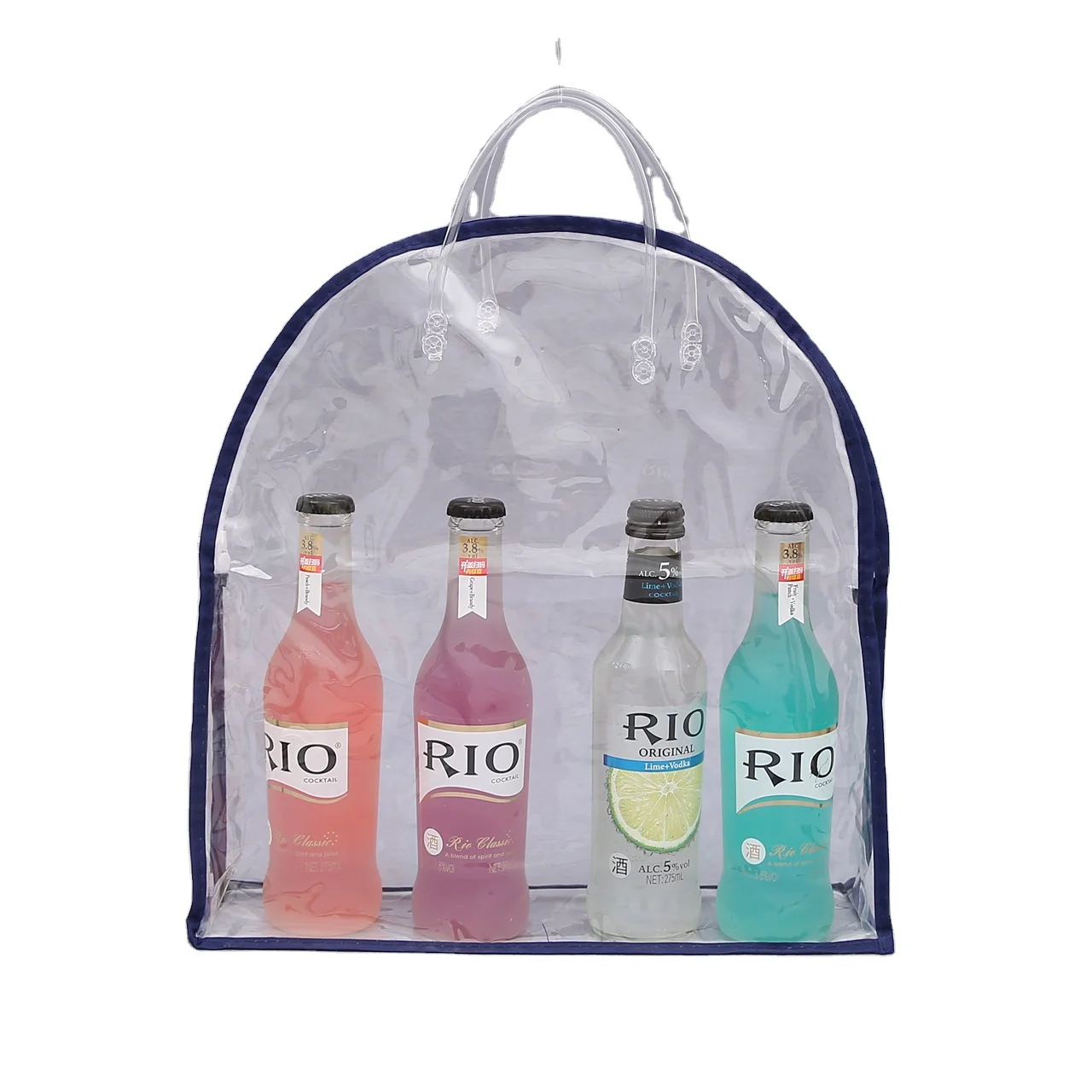 Wholesale Custom Logo Fashion Laser Shoulder Shopping Holographic Pvc Womens Clear Pvc Tote Bag Wine Bottle Bag