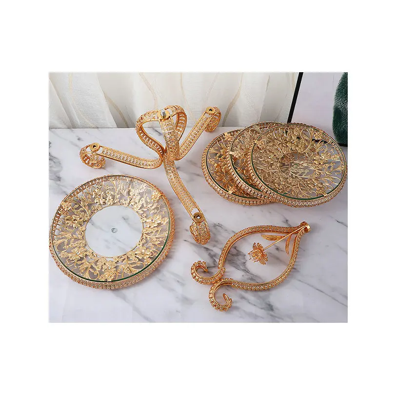 Hot Sale Cake Display Stand Luxury 4 Layer Serving Tray Platter Dessert Holder For Wedding Party Home Decor