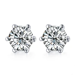 2021 Classic Claw Setting Trendy Women Jewelry S925 5.0mm 6.5mm Moissanite Diamond Stud Earrings Women
