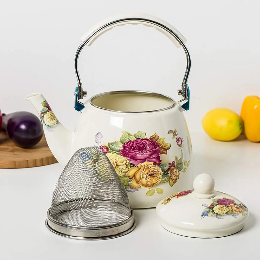 20l flowers eagle enamel coated camping coffee kettle with stainless steel rim