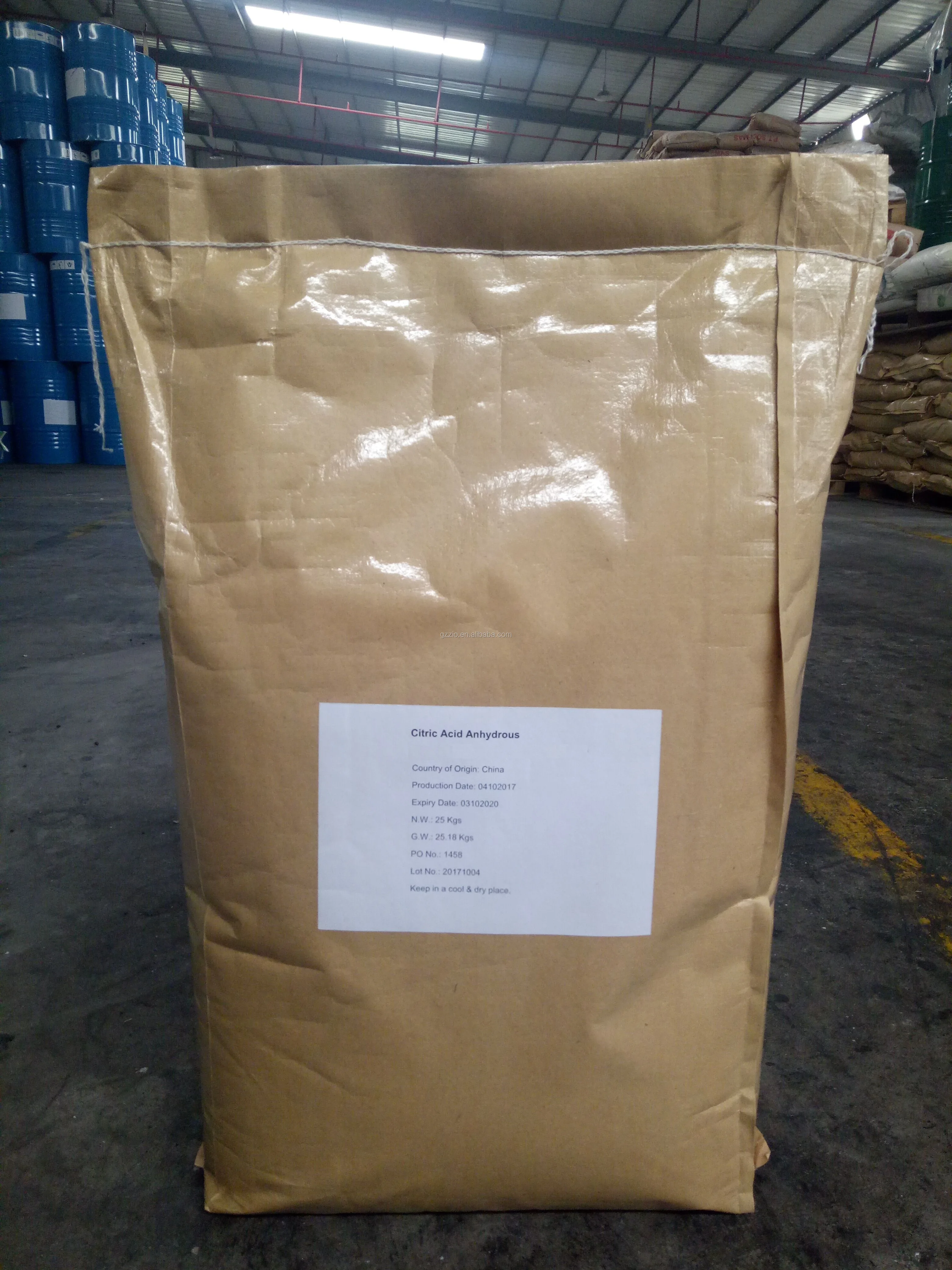 Bulk 25kg bag citric acid monohydrate food grade food additive