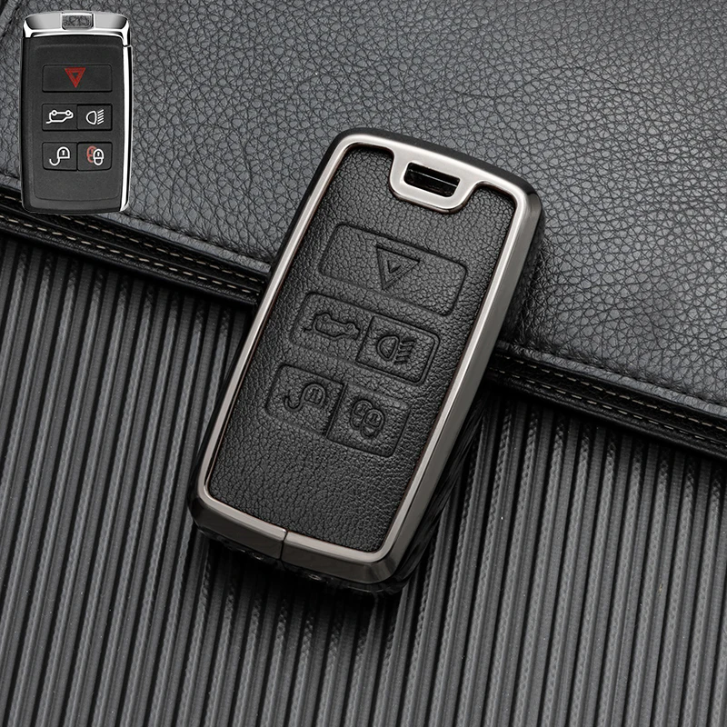 Metal leather car remote key fob case cover shell control protector for Land Rover Defender 130 110 90 defender hard top