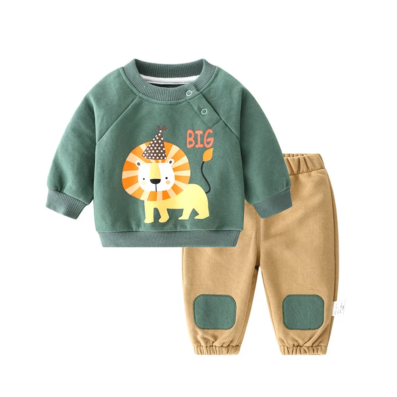 Fall Kids Two Piece Clothing Set Cotton Daily Hoodies Trousers Boys Girls Sweatshirts Clothing Set 2022