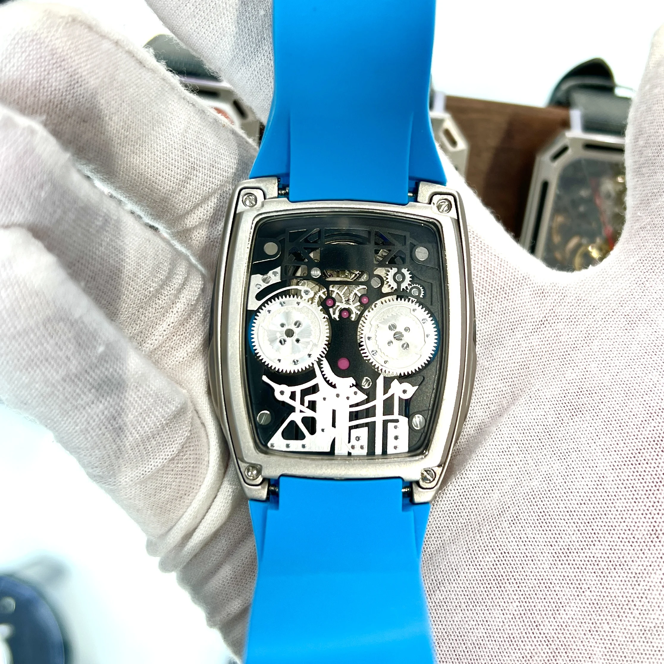 New Self winding Engine Watch Mechanical OEM Luxury Strap Skeleton Watch Automatic Movement Mechanical Wrist Watches For Men