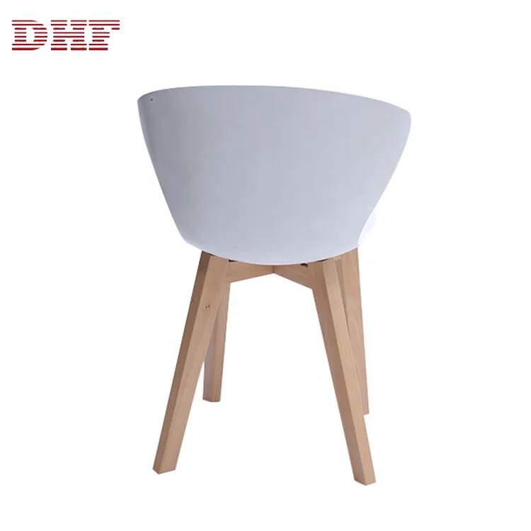 Modern Design Wooden Leg No Arm Plastic White Plastic Chair Stackable Low Price