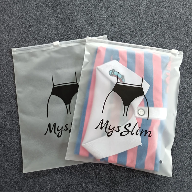 Hot Selling Matte Frosted Poly Zip Lock Plastic Bag for Packaging,printed Zipper Bag for Clothing Bikini t Shirt Zip Lock Bags
