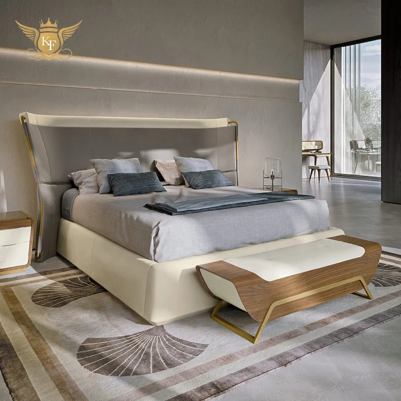 Factory offer melting light home furniture bed room luxury design bedroom furniture set modern bedroom king size bed sets