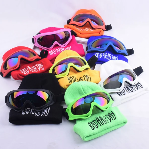 Wholesale INS Embroidery Beanie Sunglasses Set Knitted Winter Hats Fashion Beanies for Women Men