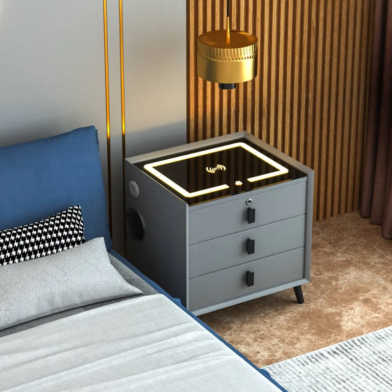 Hotel led smart night stand bedside table industrial modern end side table smart bedside table nightstand