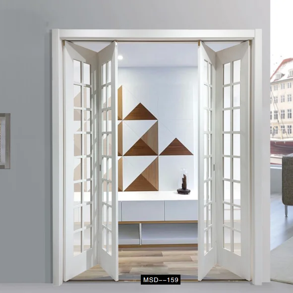 TOMA wooden folding doors solid wooden MDF and PVC free paint wooden doors customized the design size type color folding doors