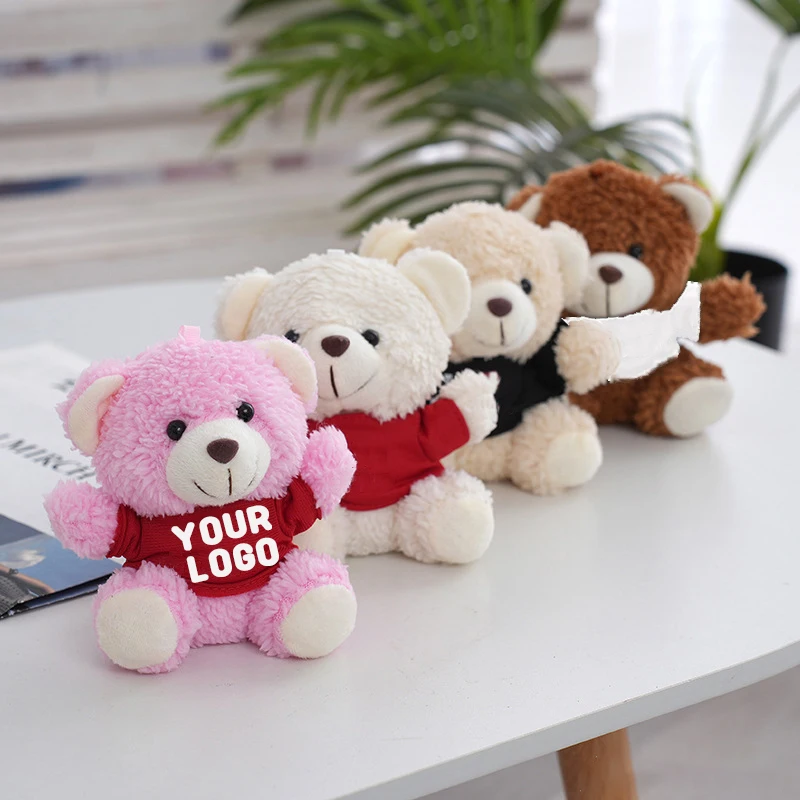 MIni 12cm Promotional gifts Custom Plush keychain plush teddy bear toys custom Logo bear with shirts